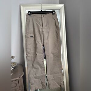 Athleta Utility Hiking Pants Tan Nylon Stretch Flat Front Active Medium